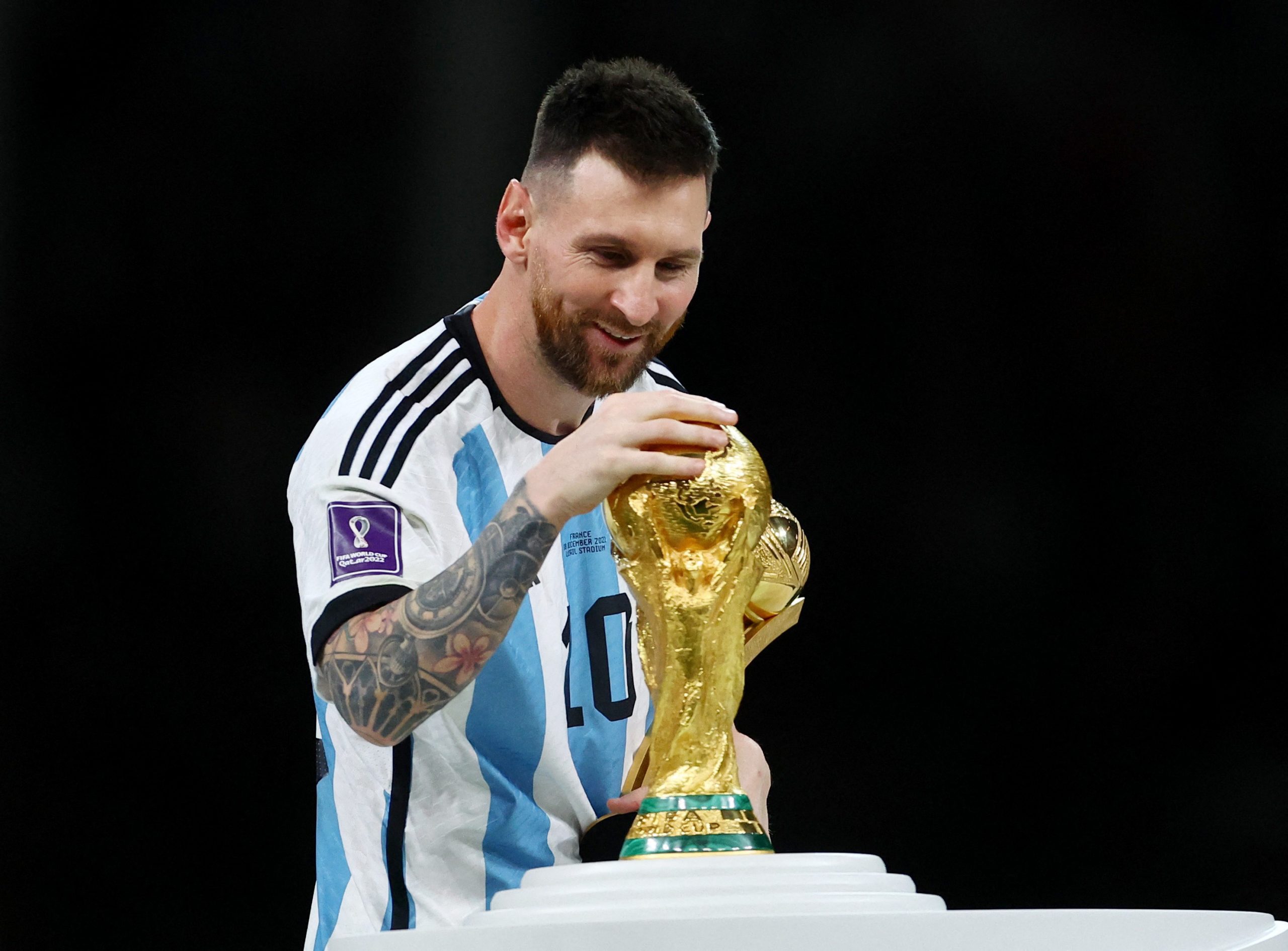 Lionel Messi comemorando a conquista da Copa do Mundo