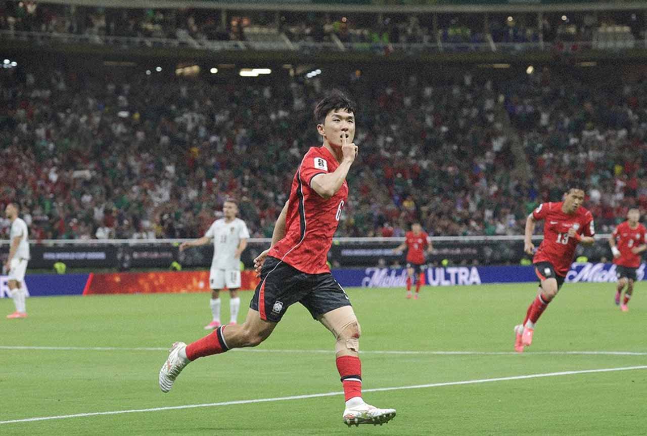 Jogadores da Coreia do Sul comemoram gol contra a República Tcheca na Copa do Mundo FIFA 2026.