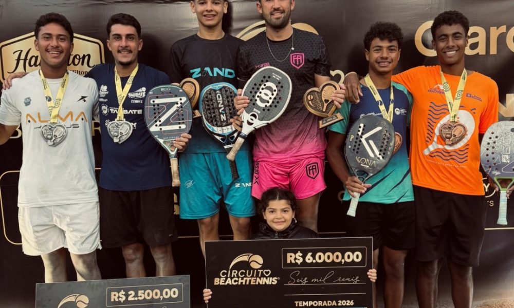 Dupla número 1 do ranking e jovens talentos vencem 6ª etapa do Circuito Beach Tennis em Caraguatatuba