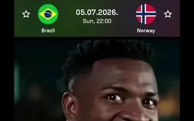 Vini Jr. e Haaland trocam interações divertidas em meme viral na véspera de Brasil x Noruega