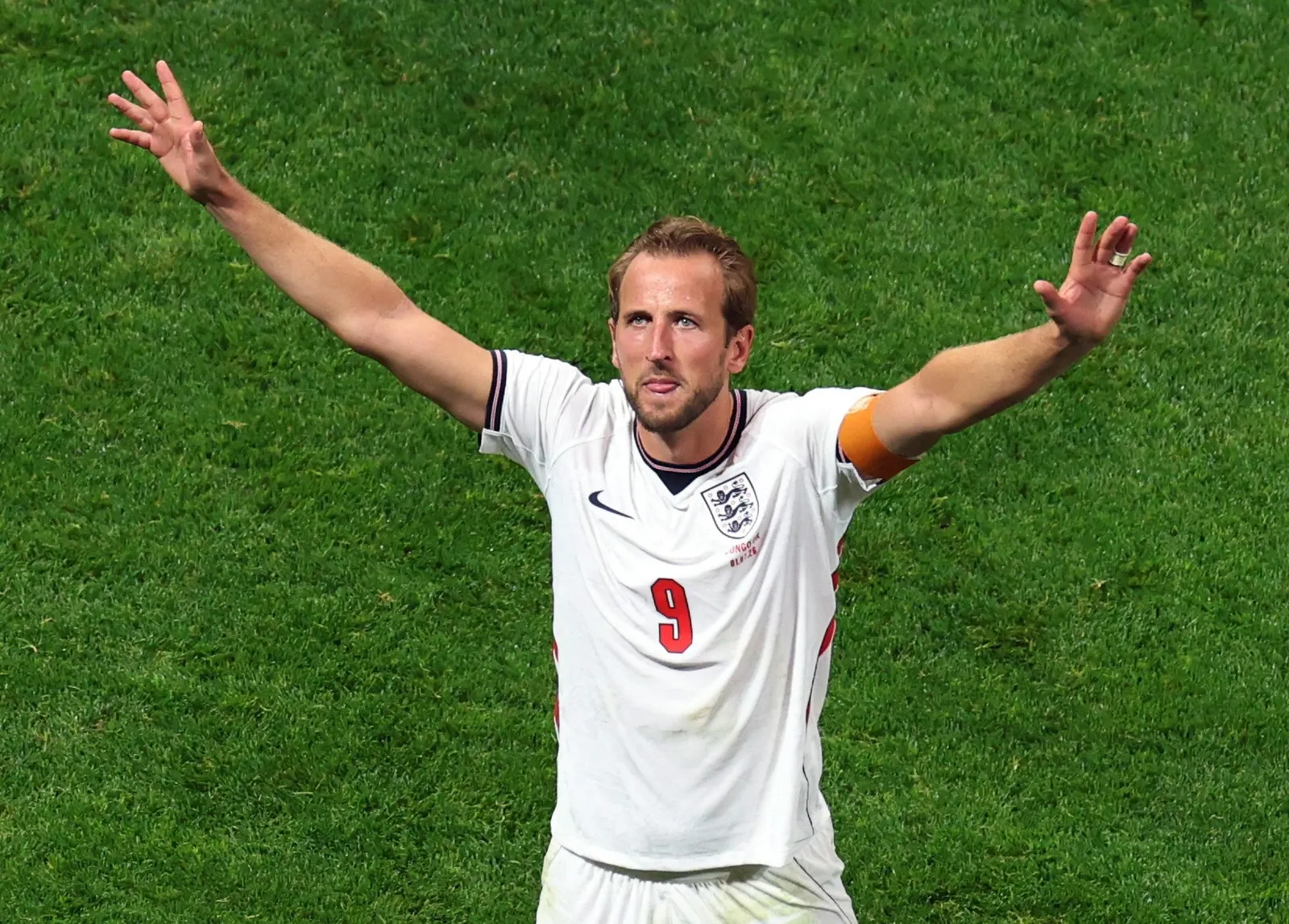 Harry Kane, atacante da seleção inglesa, em campo.