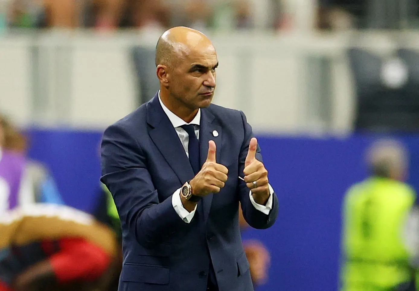 Foto de Roberto Martínez, técnico espanhol, em ação com a seleção de Portugal.