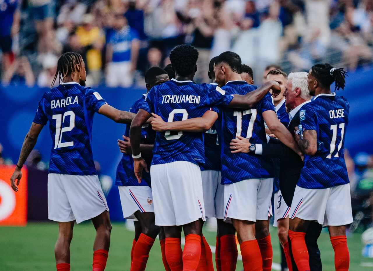 Jogadores da seleção argentina celebram um gol durante a Copa do Mundo de 2026.