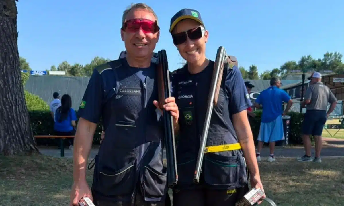 A dupla brasileira formada por Georgia Bastos e Jaison Santin encerrou sua participação na 53ª colocação na Copa do Mundo de Espingarda, rea