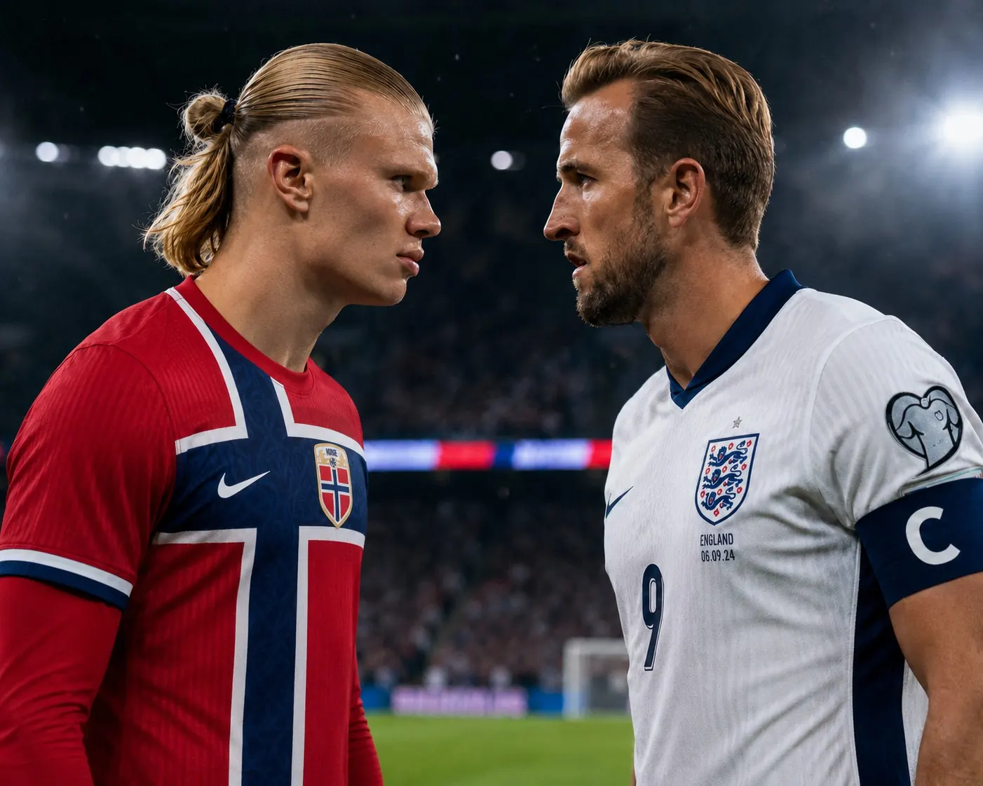 Erling Haaland e Harry Kane em ação durante uma partida da Copa do Mundo