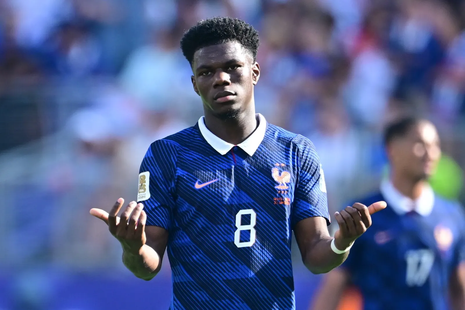 Meia francês Aurélien Tchouaméni durante partida da Copa do Mundo