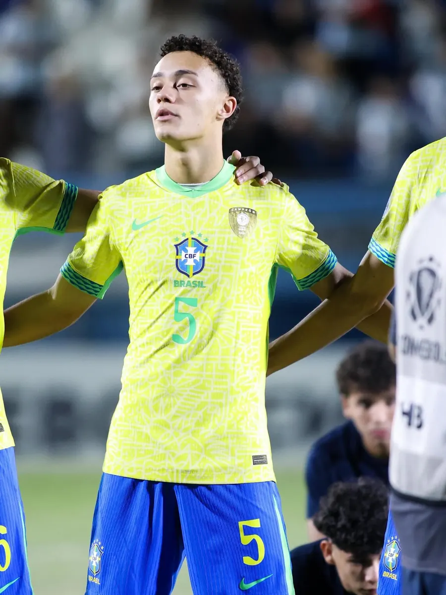 Vinicius Rocha, meia do Santos, durante duelo entre Brasil e Argentina pelo Sul-Americano Sub-17